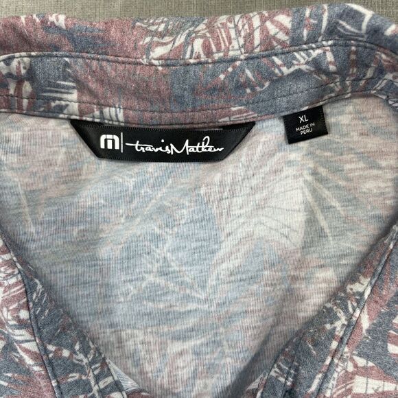 Travis Matthews Mens Gray Palm Print Polo Shirt Short‎ Sleeves Size XL - Picture 3 of 6